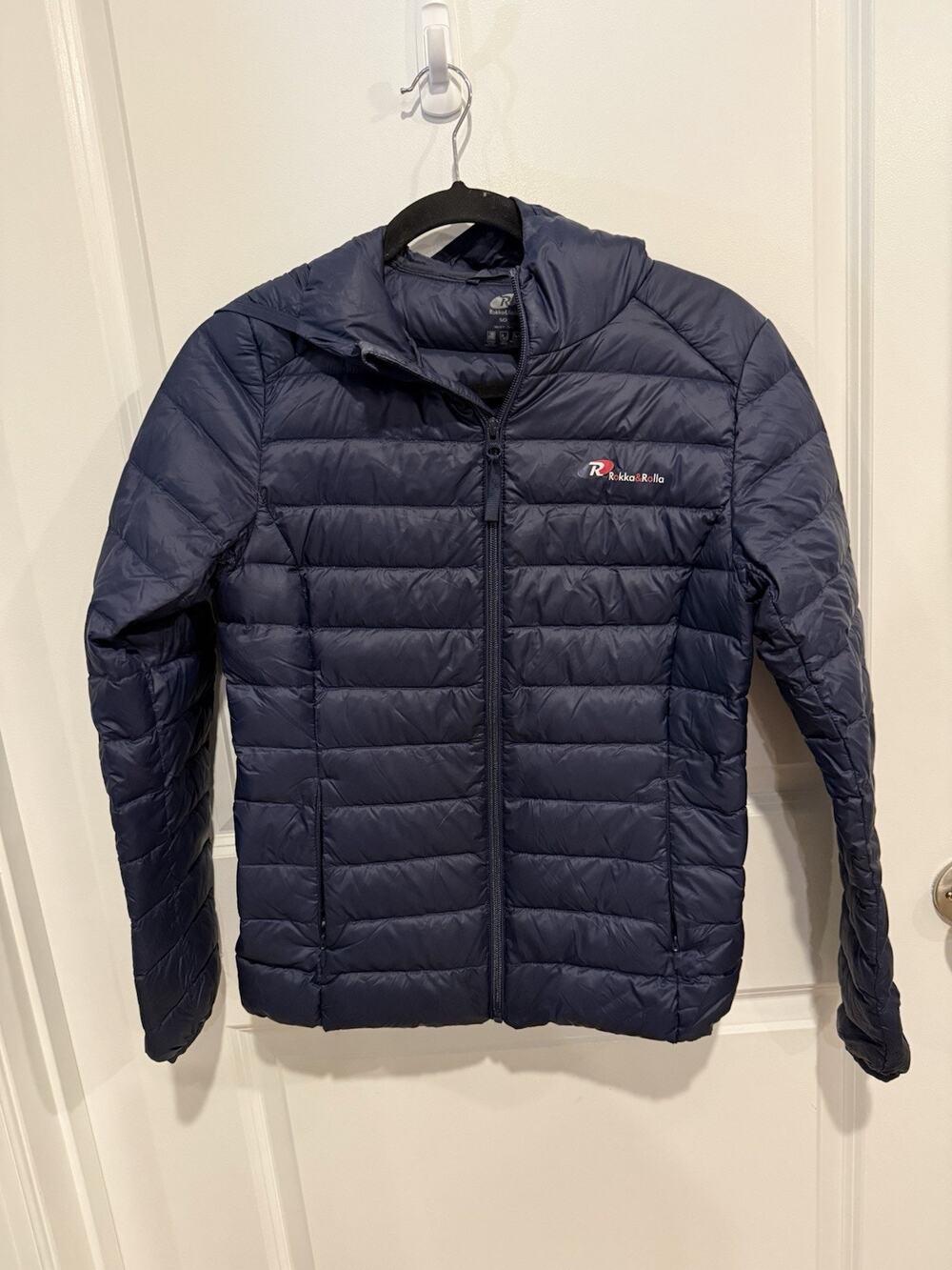 Rokka&Rolla Women's Ultra Light Packable Down Coat Puffer Jacket Sz Small Navy